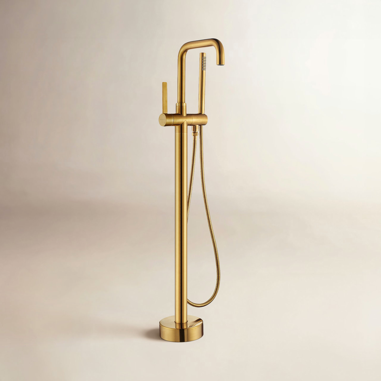Delara Freestanding Tub Filler with Diverter, Brushed Gold