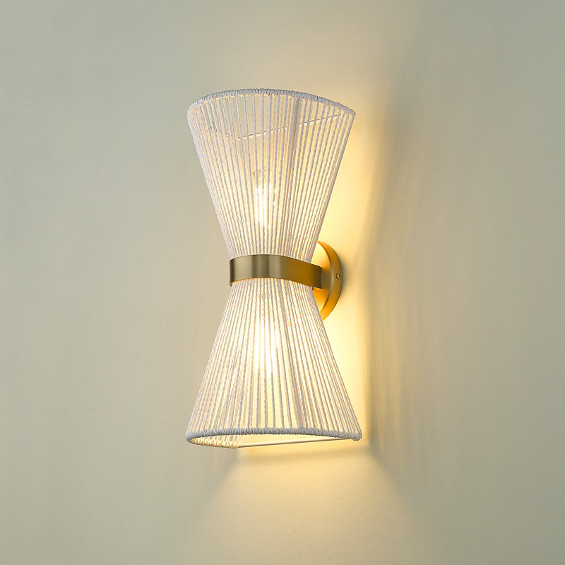 Éclairage vers le haut et vers le bas noir à 2 lumières à intensité variable Riya, Bronze champagne brossé, Blanc