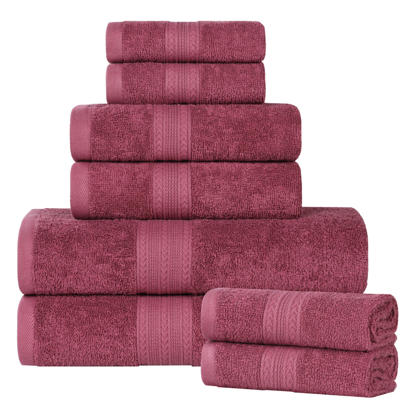 Asleigh 8-Piece Cotton Towel Set, Rosewood