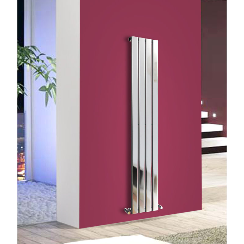 Shonnard Vertical Single Flat Panel Radiator, Chrome, 160cm H x 27.2cm W