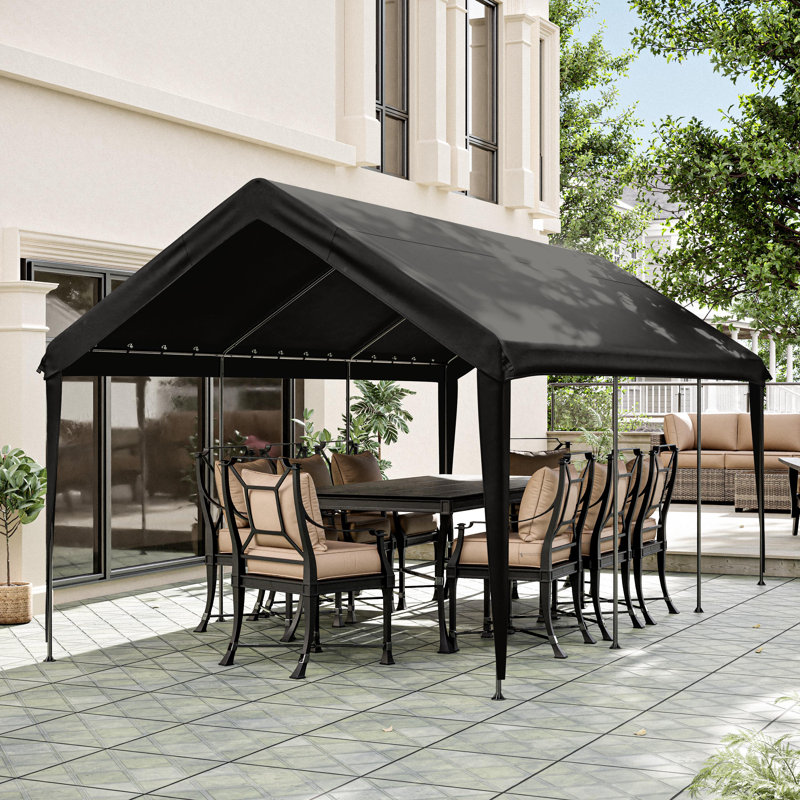 Housse de remplacement pour auvent 10 x 20 pi, abri d'auto seulement (cadre non inclus), Noir