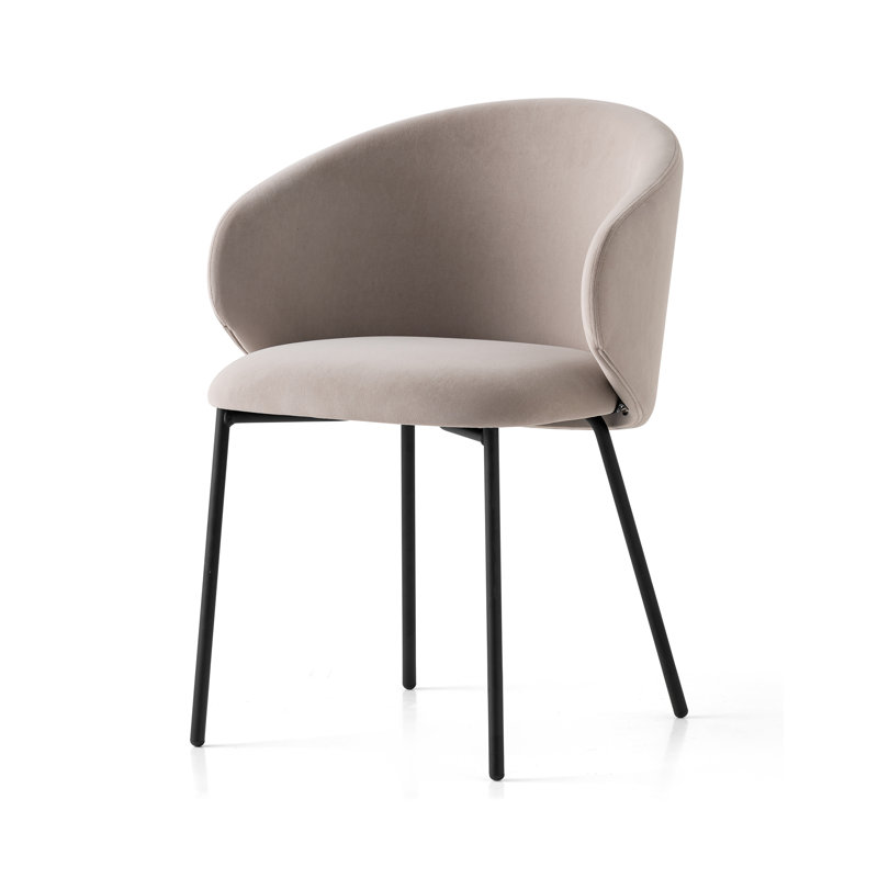Tuka Upholstered Armchair with Metal Frame, Matte Black, Sand