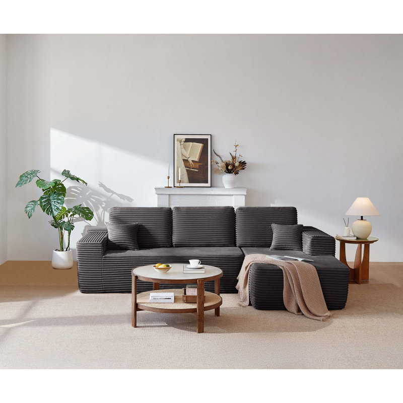 104" Cloud Sectional Sofa with L-Shape Chaise and Side Pockets , Modern Modular Design, Deep Seating, Upholstered Couch for Living Room/Bedroom, No Assembly Required (Plush Fabric),Right