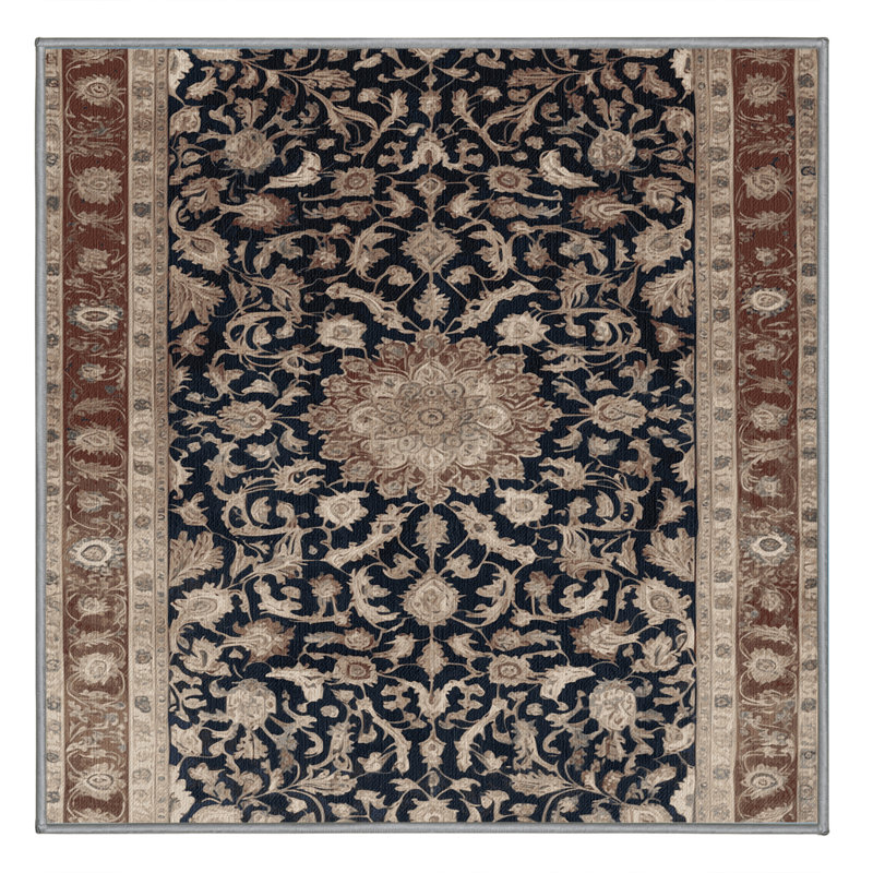 Tapis persan gris lavable à la machine, Carré 3 pi