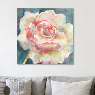 « white camelia iii », reproduction de peinture à l’aquarelle sur toile tendue