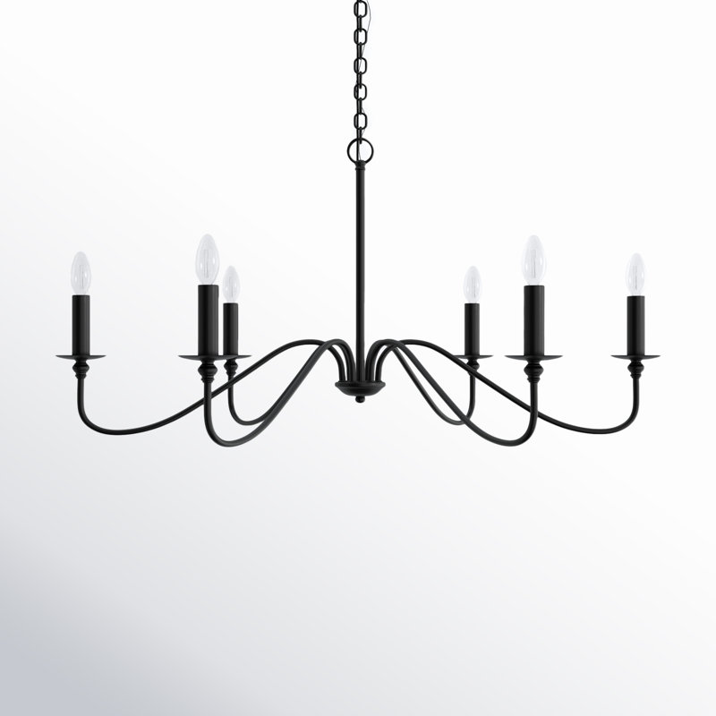 Ableton Iron 6-Light Chandelier, Noir mat, H 19 po x l 36 po x P 36 po