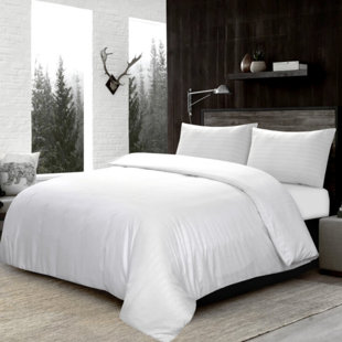 luxury Microfiber Satin Stripe Duvet cover set with 2 pillow cases 