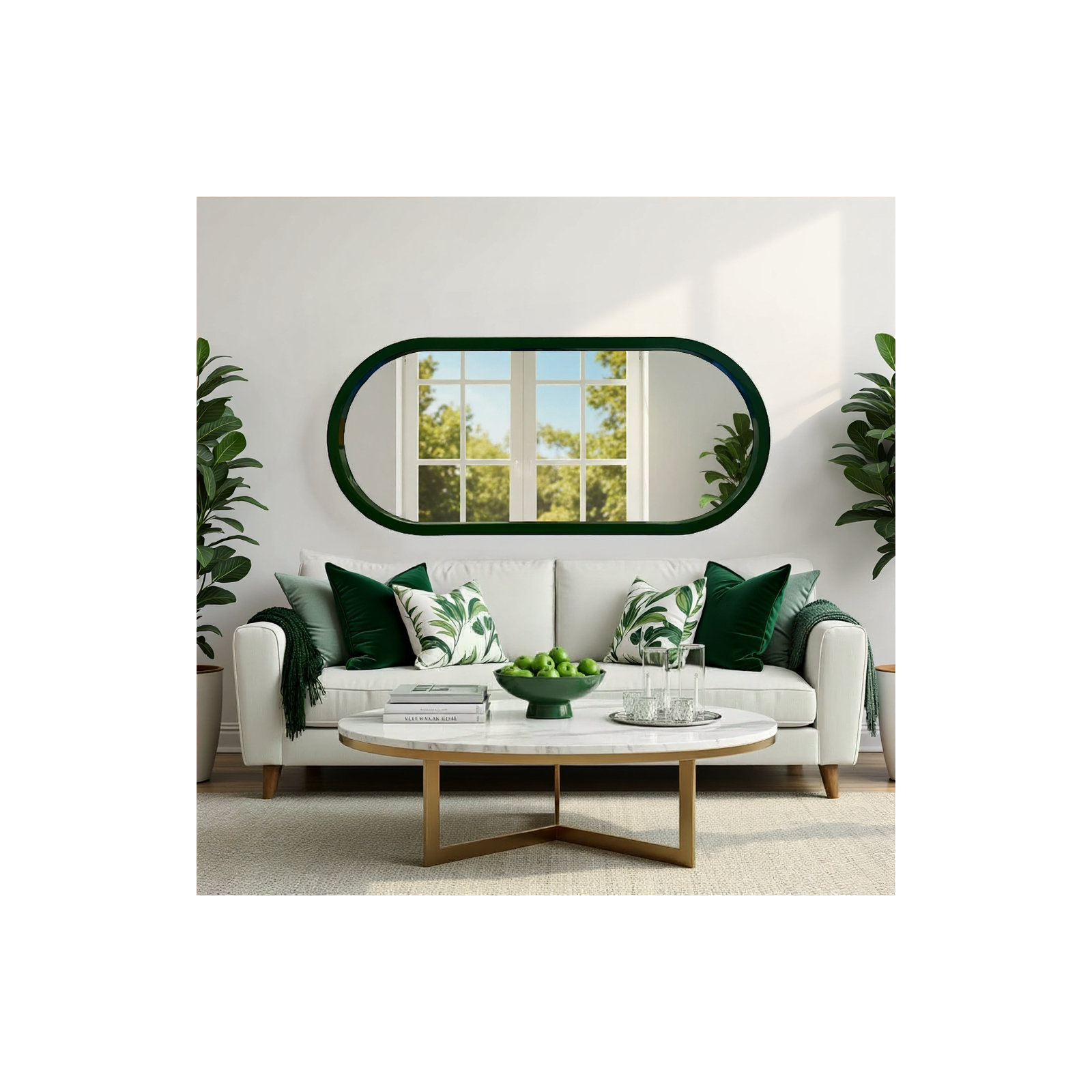 Osman Glossy Intense Rust Wall Mirror, Green