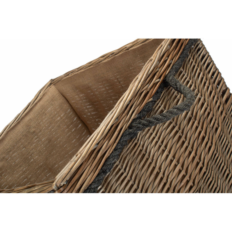 Wicker Storage Basket with Lining, 50cm H x 50cm W x 50cm D, Antique Wash