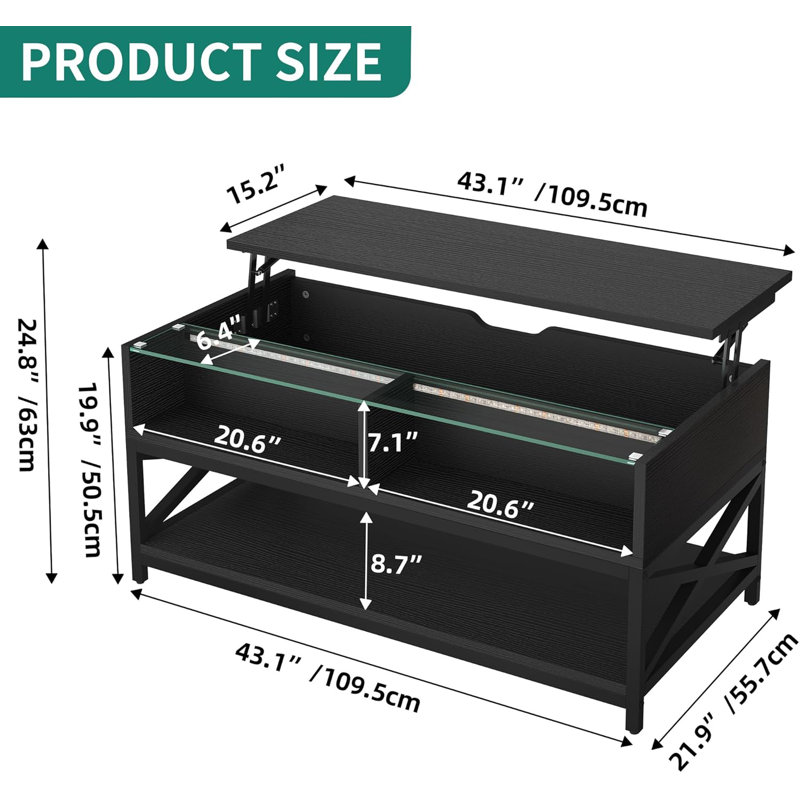 Paulett Single Coffee Table, Black