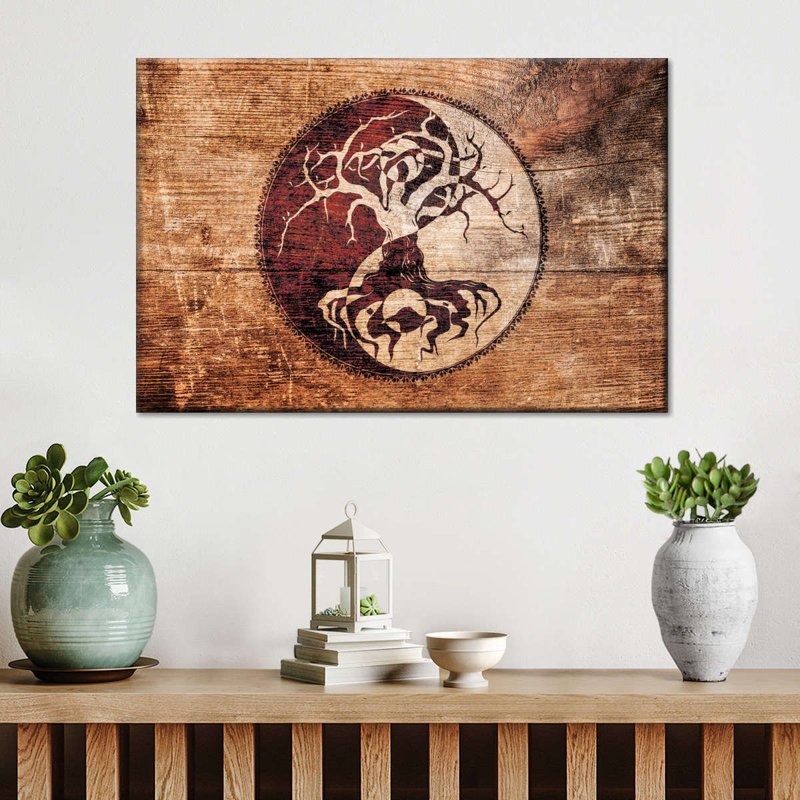 " Yin Yang Wood Style Tree ", 26" H x 39" W x 1.25" D