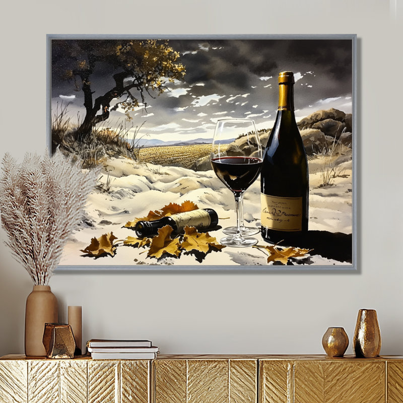 Reproduction sur toile «Wine Wisdom By The Vineyard I» - Vin et champagne, H 34 po x l 44 po, Argent argent