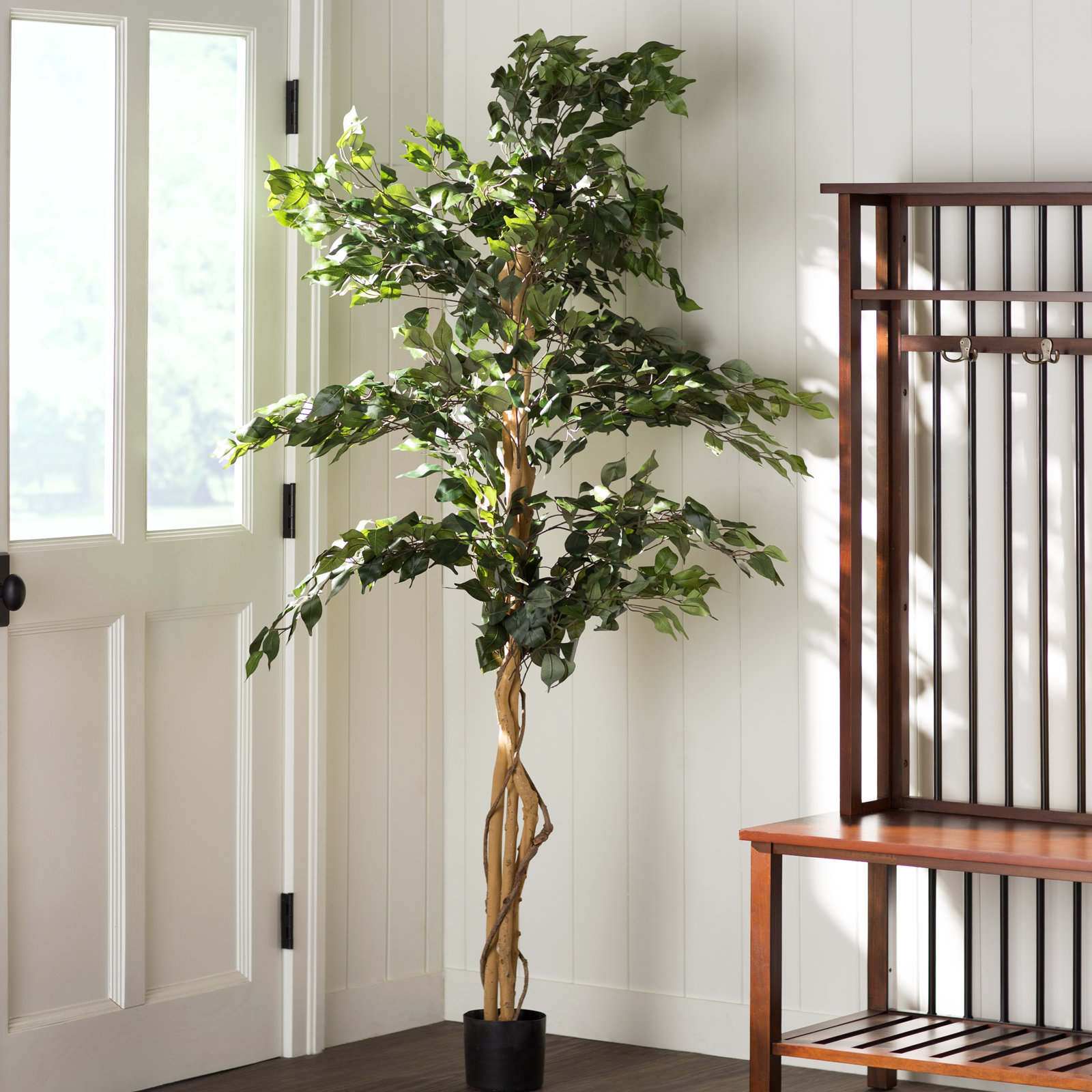 Faux Ficus Tree in Planter, 96" H x 44" W x 44" D