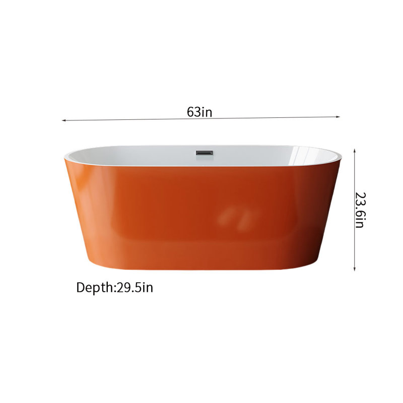 Baignoire ovale moderne simple en acrylique, Orange