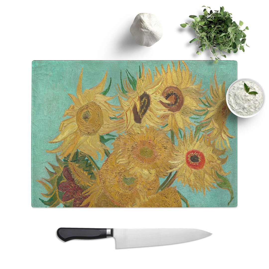 Vase with Twelve Sunflowers by Vincent Van Gogh Chopping Board