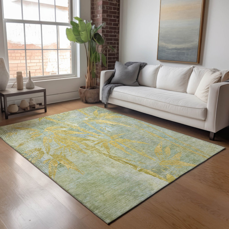 Machine washable indoor/outdoor  acn2222 botanical rug Lafferty, Rectangulaire 8 pi x 10 pi