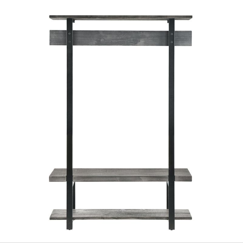 Hall Tree 121.92cm Wide with Bench and Shoe Storage, Slate Grey