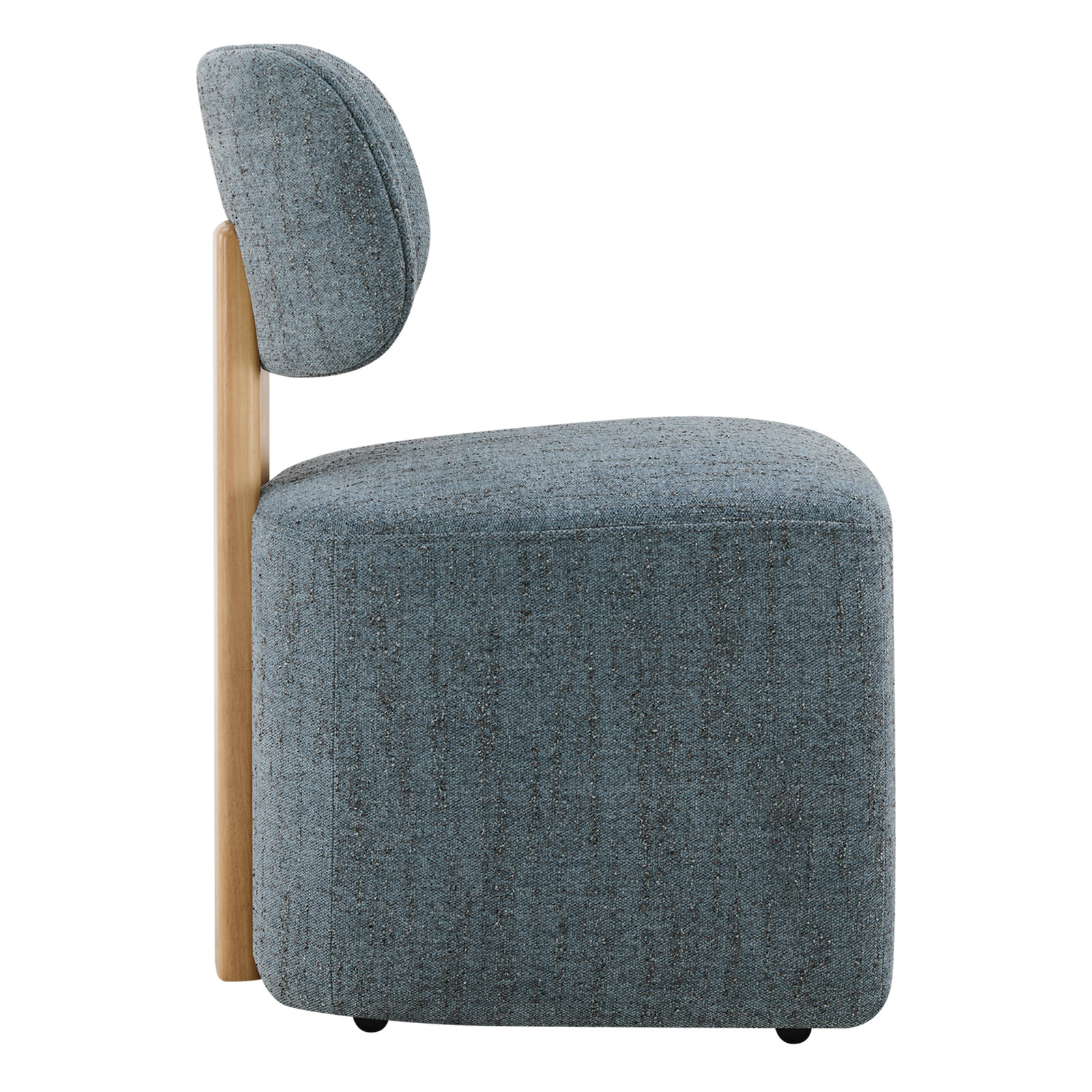 Modern Upholstered Dining Chair with Solid Wood Frame and Casters, Chenille Blue