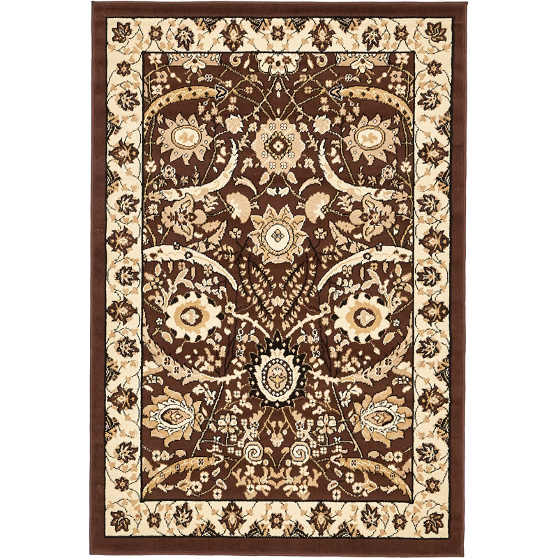 Britannia Floral Brown Area Rug, Rectangle 4'1" x 6'1"