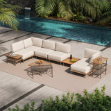 Janski 5 - Person Outdoor Sectional Seating Group with Cushions