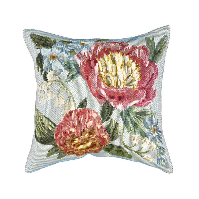 Secret Garden Indoor/Outdoor Throw Pillow, Light Blue, Square 18"