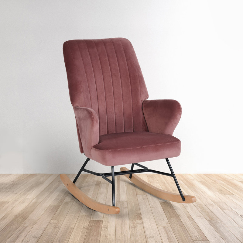 Adcock Upholstered Rocking Chair, Pink