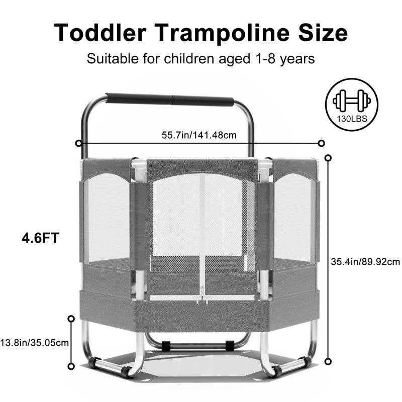 Trampoline hexagonale avec filet de sécurité et conception anti-collision, assemblage facile, pour une utilisation intérieure et extérieure