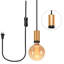 Luminaire suspendu simple en laiton et noir avec cordon d'alimentation en tissu noir de 10 pi avec interrupteur marche / arrêt