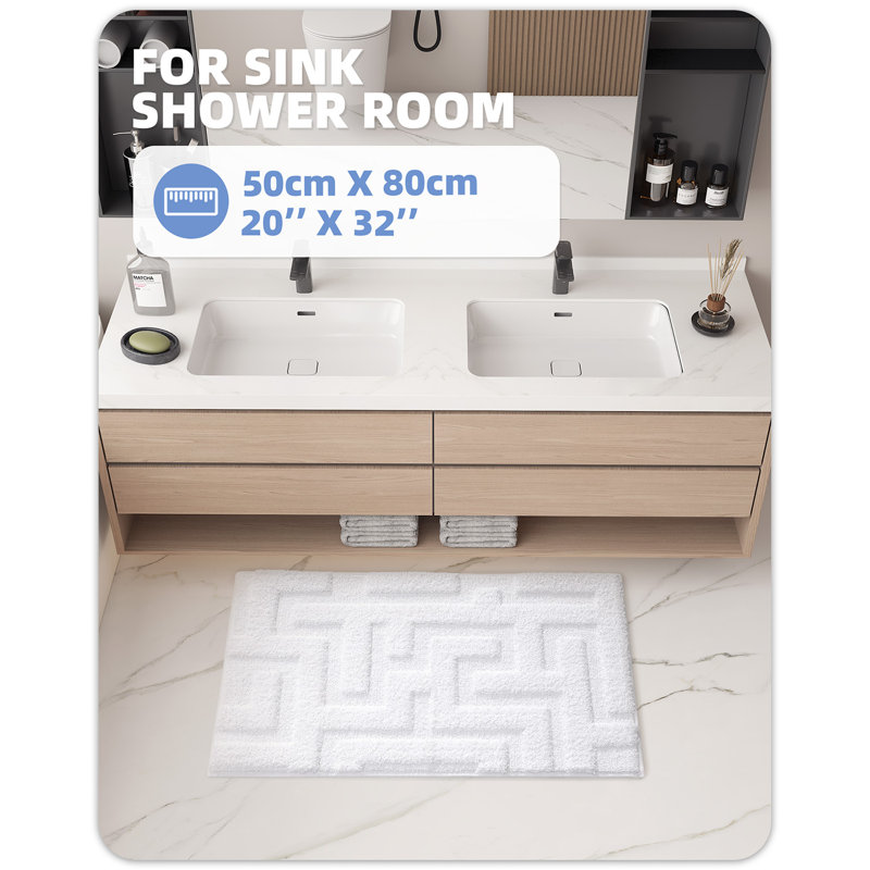 Tapis pour salle de bain Sighrik, L 20 po x l 32 po, Blanc