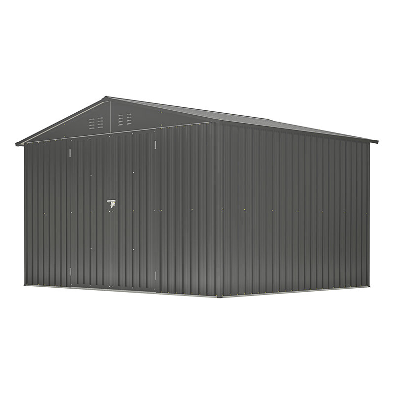 10X8 FT Outdoor Storage Shed, Black, 75.2" H x 118.11" W x 99.21" D