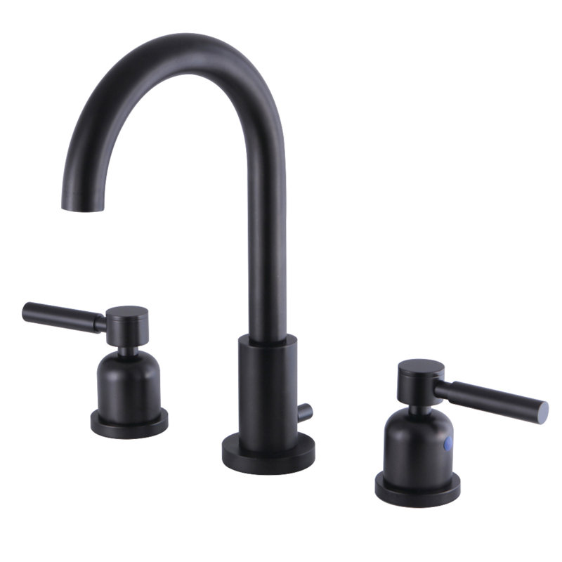 Kingston Brass Concord Two-Handle 3-Hole Deck Mount Widespread Bathroom Faucet with Brass Pop-Up Drain, Oil Rubbed Bronze