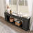 86-Inch Extra Long Sofa Console Table, 2-Tier Entryway Tables With Storage, Natural Oak Brown-1392968881