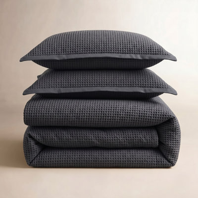 Bedsure Luxury Soft 100% Cotton Waffle Weave Plaid Duvet Cover