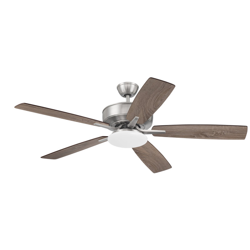Ventilateur de plafond de 52 po avec éclairage à DEL, Nickel poli brossé / brun clair