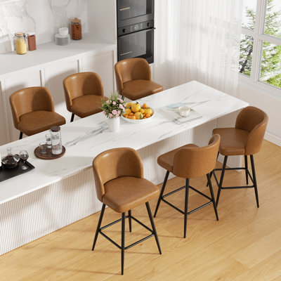 Tabouret de comptoir moderne pivotant rembourré avec structure en métal durable