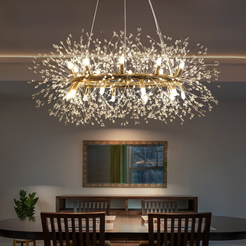 Lustre spoutnik en cristal Geetika Firework, H 15,7 po x l 39,4 po x P 39,4 po, Or