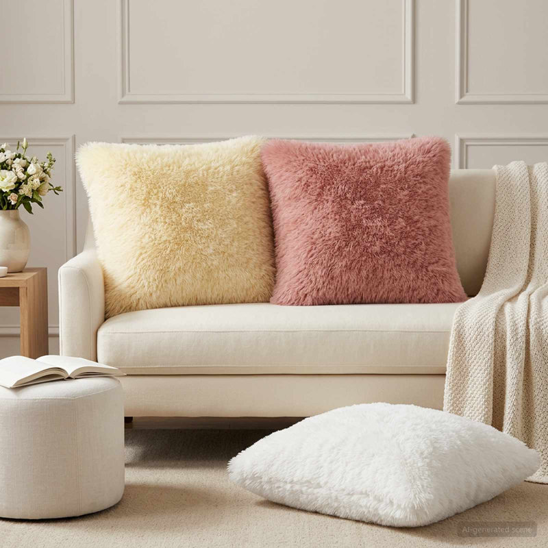 Light Green Cushion, Square 55cm, White