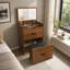 Bureau de coiffeuse 3-en-1 avec miroir éclairé à DEL et tabouret, coiffeuse à maquillage multifonctionnelle avec rangement caché, ensemble de coiffeuse compact pour le vestiaire de la chambre à coucher-129459594