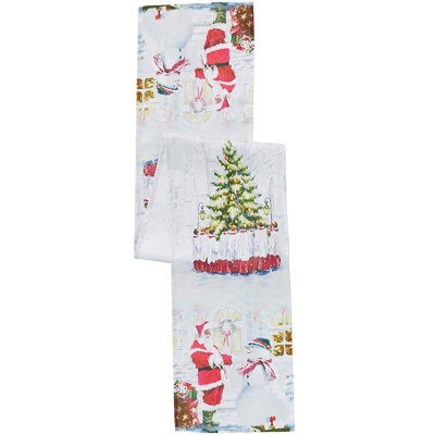 Ladue Christmas Snowed Man Polyester Super Soft Feel Faux Suede Fabric Digital Print Cowboy Snowman Table Runner