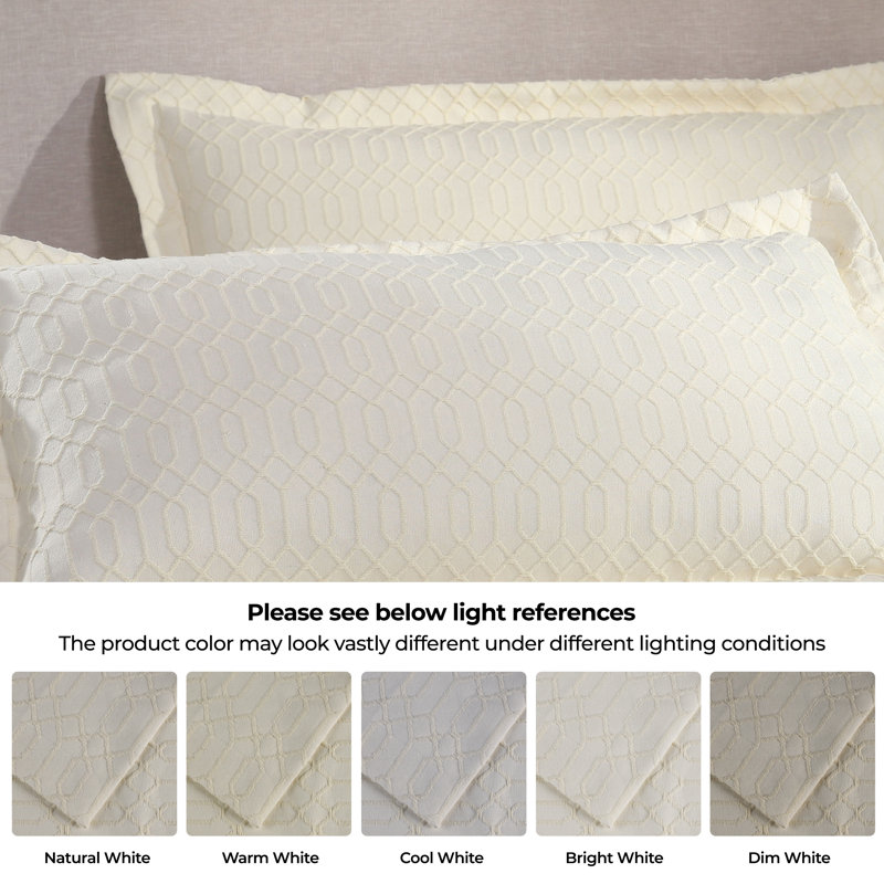 Ivory Twin Cotton Geometric Fringe Bedspread Set