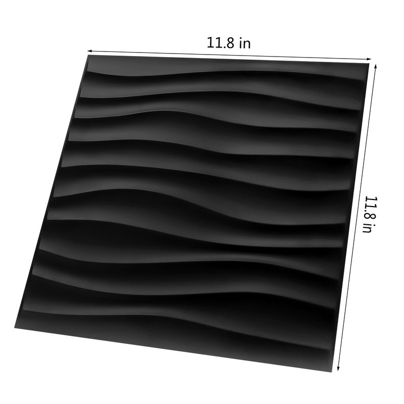 11.8'' x 11.8'' 3D Wall Panel in Black (33-pack)