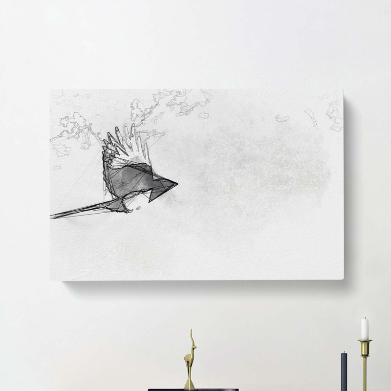 Magpie In Flight In Abstract - Wrapped Canvas Print, 60cm H x 91cm W x 3cm D