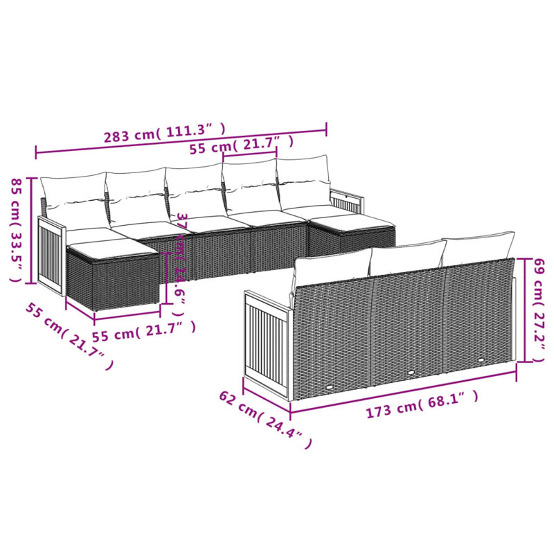 Vidaxl Garden Sofa Set Grey