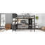 Grand lit mezzanine en métal noir avec bureau fonctionnel et garde-robe, bureau, rangement-2101646896