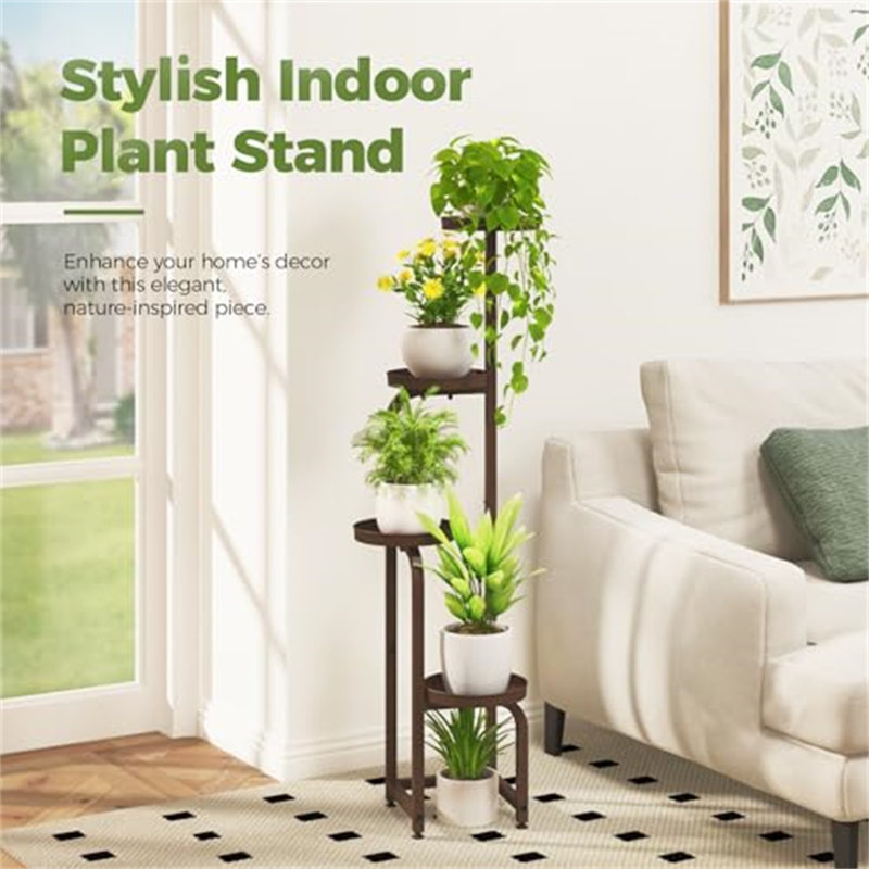 Support de plante d'angle pour pots multiples - Maximisez votre espace intérieur et extérieur - Brun mat, Brun mat