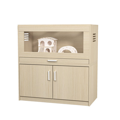 Wooden Pet House With Bridge And Acrylic Panels - Colour, Spacious, Easy To Observe Hamster Habitat Drawer Cabinet Wood, Clean