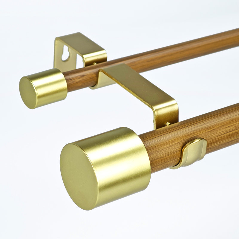 Ensemble de tringles à rideaux réglables à double fenêtre 1-1 / 8 de diamètre, 72" - 144", Brun