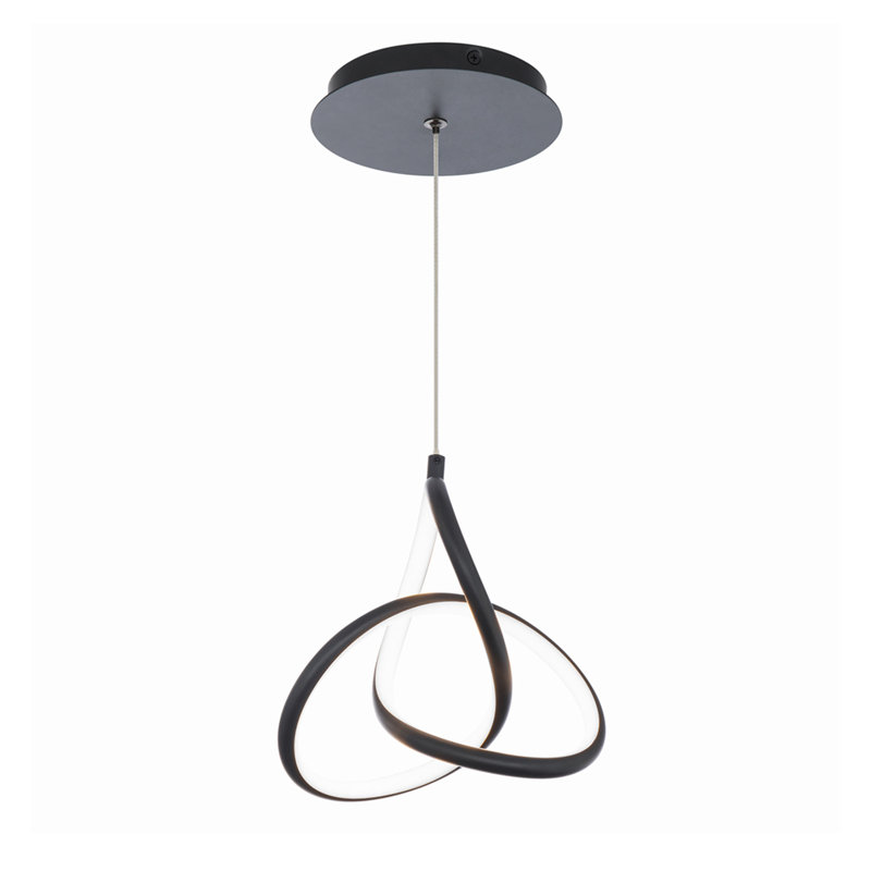 Vornado Black Mini LED Modern Indoor/Outdoor Pendant with Opaque White Shade