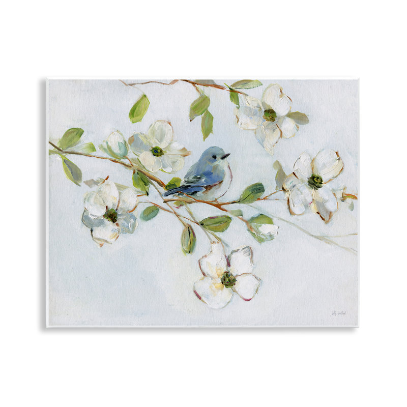 Plaque murale oiseau perché sur un cornouiller, design par Sally Swatland