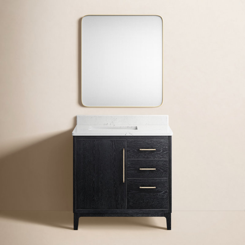 Langosta 36" Free Standing Single Bathroom Vanity with Top, Fir Wood Black
